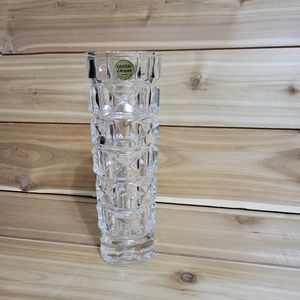 Cristal D' Argues France Block Clear 8 1/2" Crystal Vintage Vase